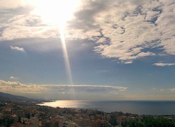 Aerial view of cityscape against sky