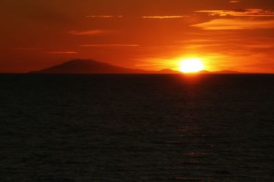 Scenic view of sea at sunset