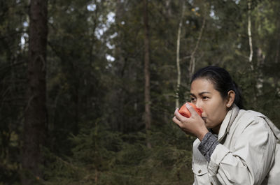 Woman having drink