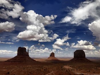 View of desert against cloudy sky