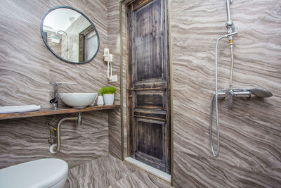 Closed door of building