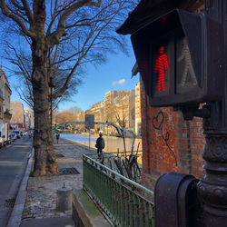 View of street and buildings in city