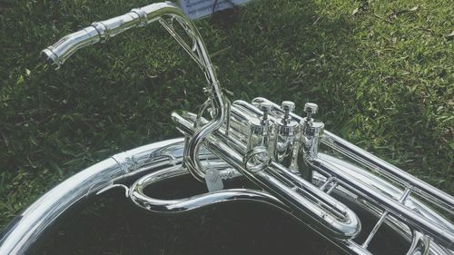 High angle view of metal grass