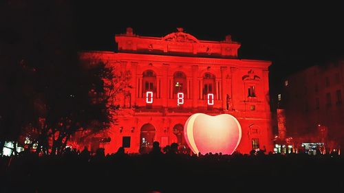 Illuminated historical building at night
