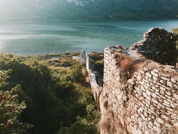 High angle view of sea against sky