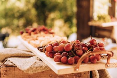 Close-up of fruits on table at market stall