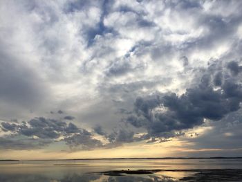 Scenic view of sea against cloudy sky