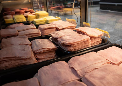 High angle view of food for sale