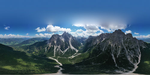 Panoramic view of mountains against sky