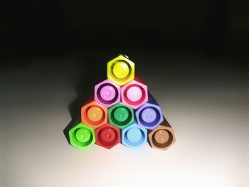 Close-up of colorful candies against black background