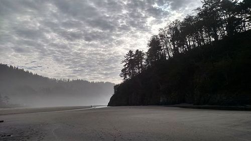 Scenic view of sea against cloudy sky