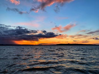 Scenic view of sea against sky during sunset