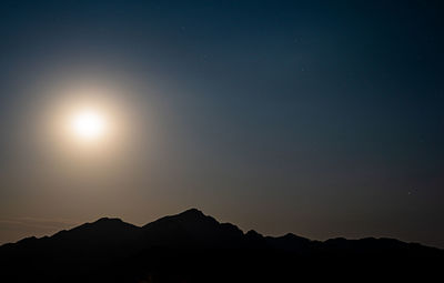 Scenic view of silhouette mountains against sky at sunset