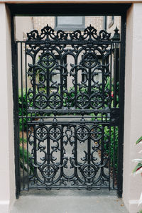 Close-up of closed door of house