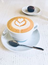 High angle view of coffee on table