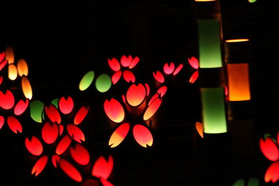 Close-up of illuminated lanterns