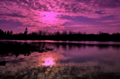 Scenic view of lake at sunset