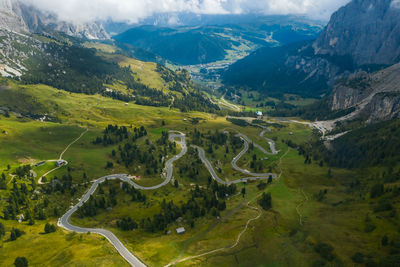 High angle view of mountain road