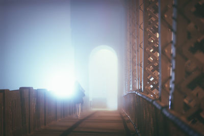 Close-up of illuminated sunlight against clear sky