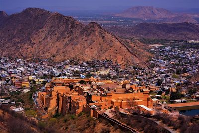 High angle view of buildings in city