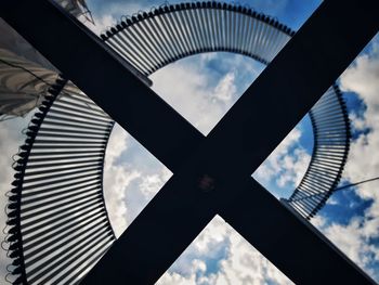 Low angle view of skylight in building