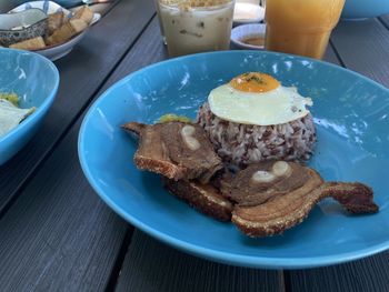 Close-up of dessert in plate on table