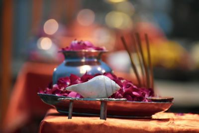 Close-up of ice cream on table