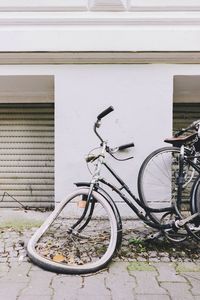 Parked motor scooter in parking lot