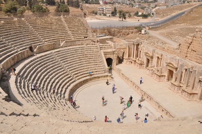 High angle view of people in ancient ruins