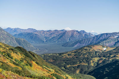 Scenic view of mountains against clear sky