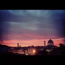 Buildings at sunset