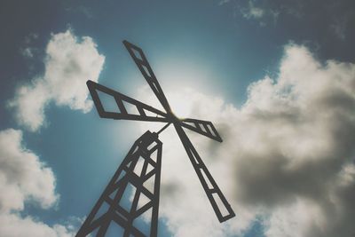 Low angle view of ladder against sky