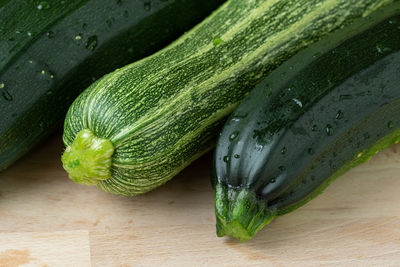 High angle view of cucumber on table