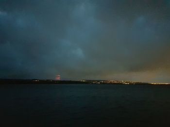 Scenic view of sea against sky at night