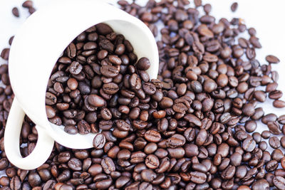 Close-up of coffee beans on table