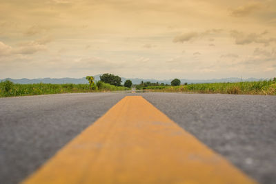Surface level of road against sky