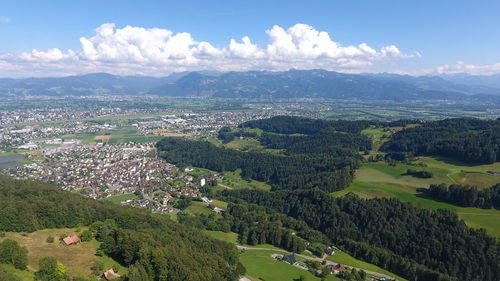 High angle view of landscape against sky