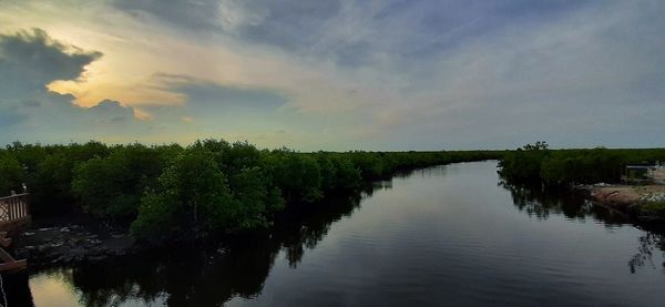 Scenic view of lake against sky