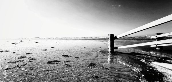 Scenic view of sea against clear sky