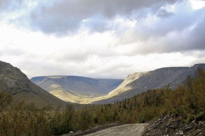 Scenic view of mountains against sky