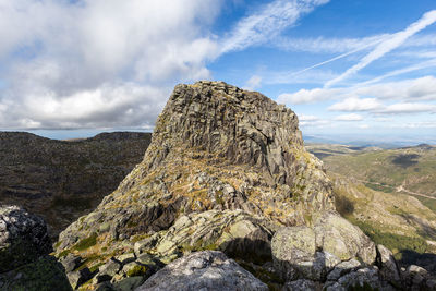 Panoramic view of rock formations against sky