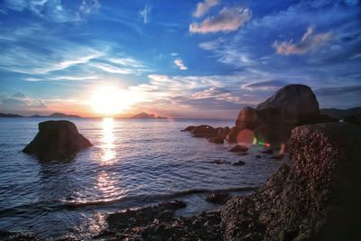 Scenic view of sea against sky during sunset