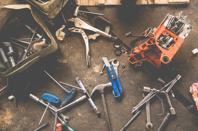 High angle view of chain