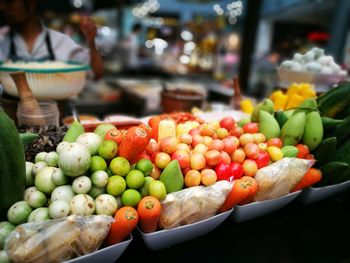 Close-up of various vegetables for sale in market