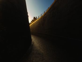 Empty road along built structures