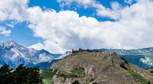 Scenic view of mountains against sky