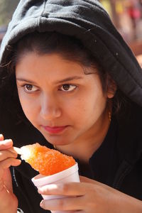 Woman eating ice cream