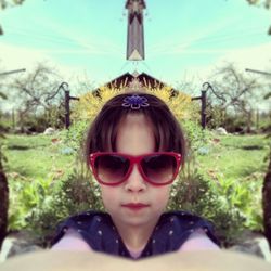 Portrait of woman in field