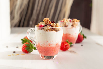 Close-up of dessert on table