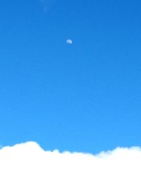 Low angle view of moon in blue sky
